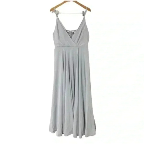 BHLDN‎ Gray Silver Eva Chiffon Bridesmaids Maxi Dress - Picture 2 of 6